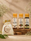 Travel with Chitvan Naturals-- Body Wash 30ml, Herbal Shampoo 30ml, and Hair Oil 30ml