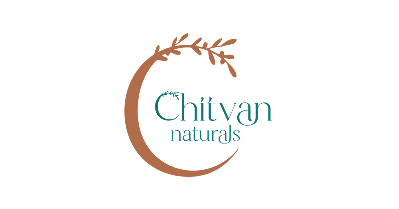 Chitvan Naturals logo with a leaf design on a white background